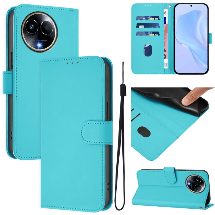 Skin Feel Solid Color Leather Phone Case with Lanyard, For Realme 11 5G Global, For Realme 11 4G Global