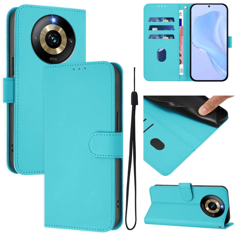 Skin Feel Solid Color Leather Phone Case with Lanyard, For Realme Narzo 60 Pro Global, For Realme C65 4G Global