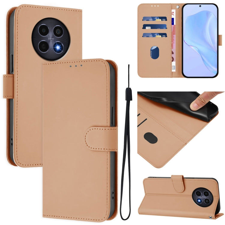 Skin Feel Solid Color Leather Phone Case with Lanyard, For Realme 12 5G Global, For Realme Note 50 4G Global