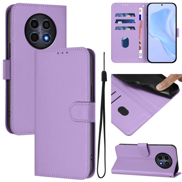 Skin Feel Solid Color Leather Phone Case with Lanyard, For Realme 12 5G Global, For Realme Note 50 4G Global