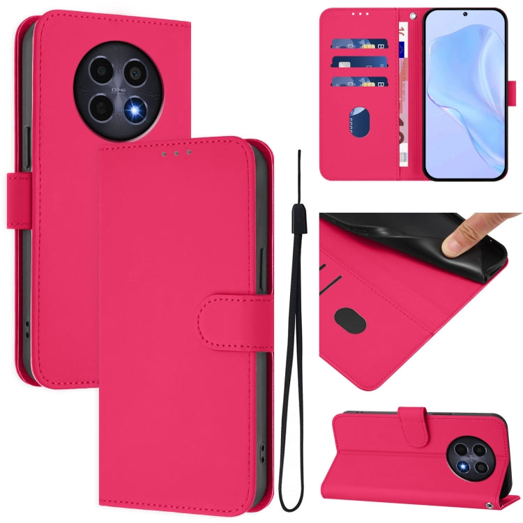 Skin Feel Solid Color Leather Phone Case with Lanyard, For Realme 12 5G Global, For Realme Note 50 4G Global