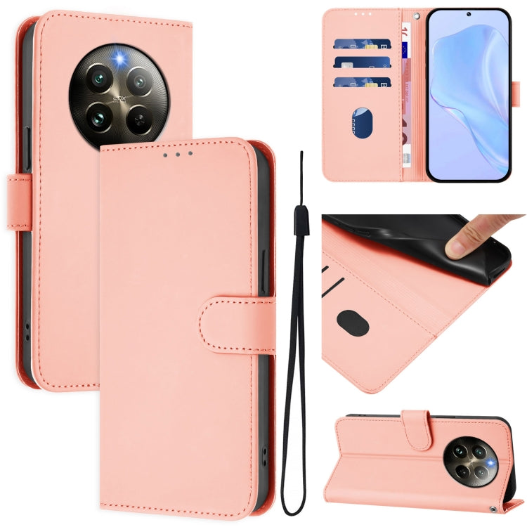 Skin Feel Solid Color Leather Phone Case with Lanyard, For Realme C63 Global, For Realme 12+ 5G Global
