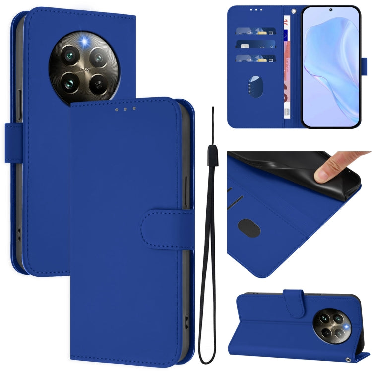 Skin Feel Solid Color Leather Phone Case with Lanyard, For Realme C63 Global, For Realme 12+ 5G Global