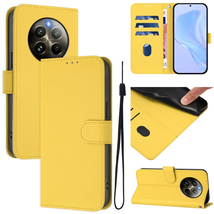 Skin Feel Solid Color Leather Phone Case with Lanyard, For Realme C63 Global, For Realme 12+ 5G Global