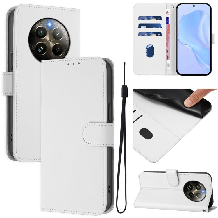 Skin Feel Solid Color Leather Phone Case with Lanyard, For Realme C63 Global, For Realme 12+ 5G Global
