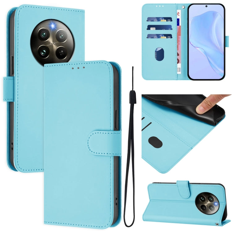 Skin Feel Solid Color Leather Phone Case with Lanyard, For Realme C63 Global, For Realme 12+ 5G Global