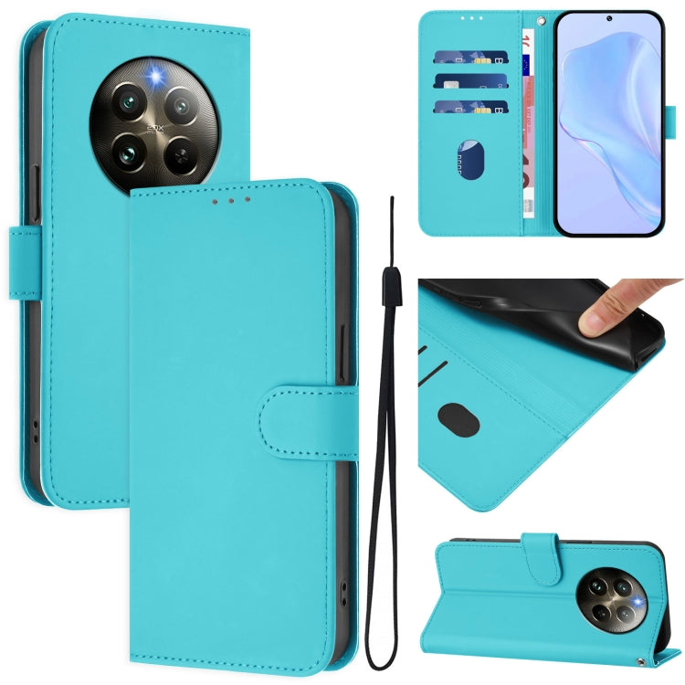 Skin Feel Solid Color Leather Phone Case with Lanyard, For Realme C63 Global, For Realme 12+ 5G Global