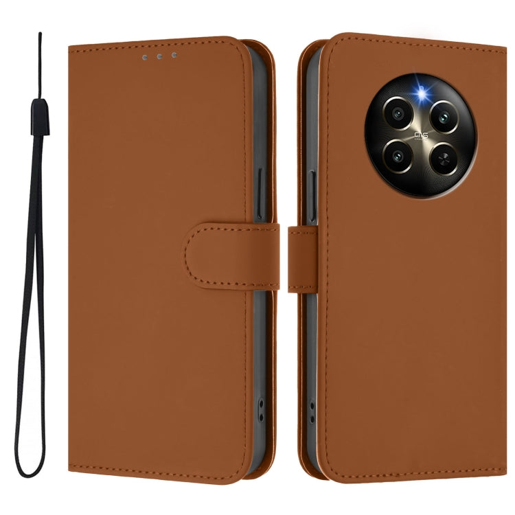 Skin Feel Solid Color Leather Phone Case with Lanyard, For Realme 12 Pro 5G Global, For Realme C67 4G Global