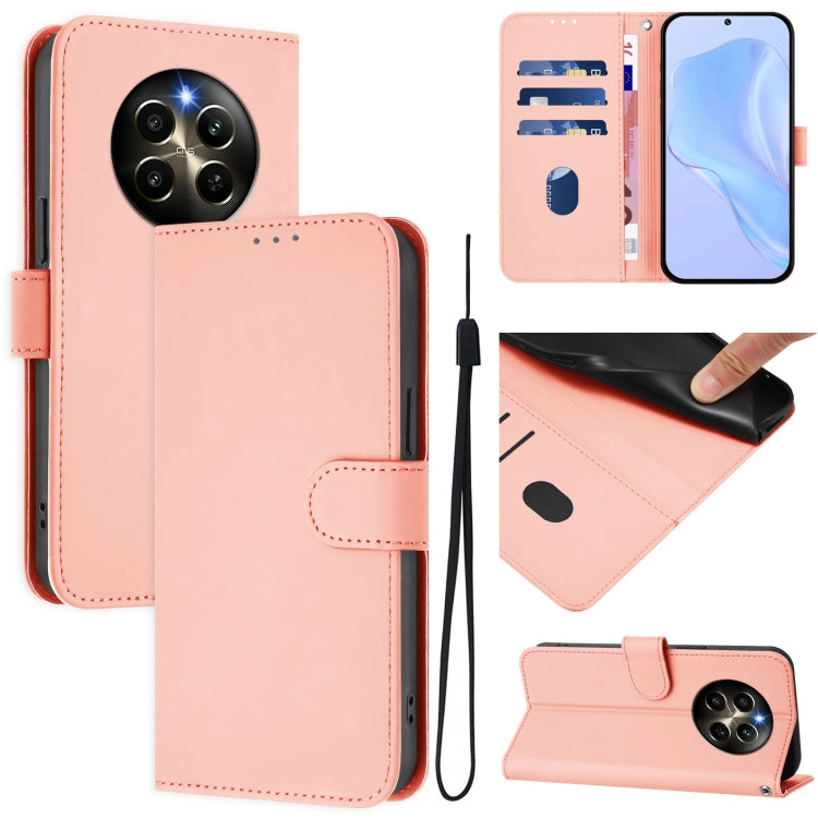 Skin Feel Solid Color Leather Phone Case with Lanyard, For Realme 12 Pro 5G Global, For Realme C67 4G Global