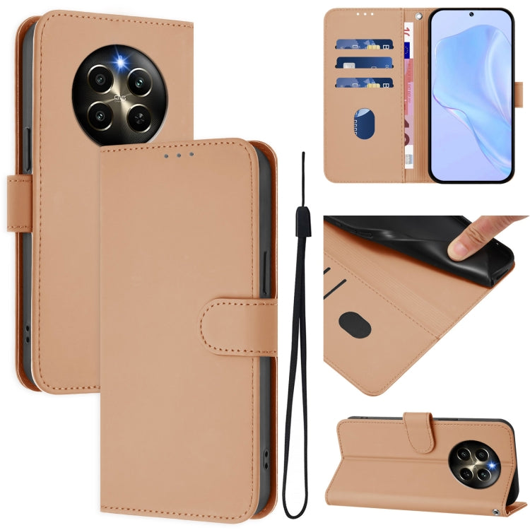 Skin Feel Solid Color Leather Phone Case with Lanyard, For Realme 12 Pro 5G Global, For Realme C67 4G Global