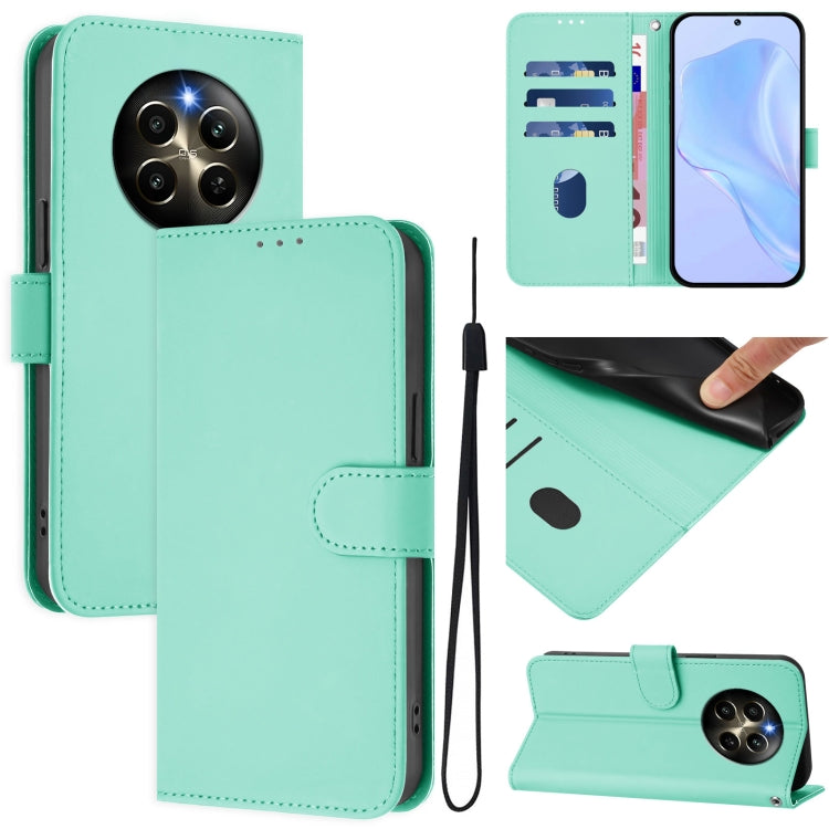 Skin Feel Solid Color Leather Phone Case with Lanyard, For Realme 12 Pro 5G Global, For Realme C67 4G Global