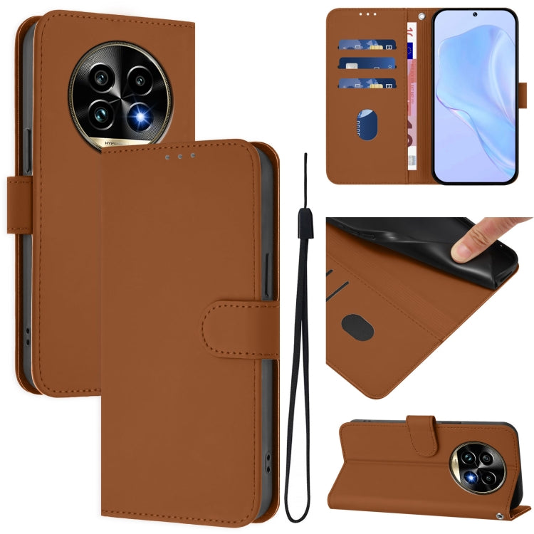 Skin Feel Solid Color Leather Phone Case with Lanyard, For Realme 13 Pro 5G / 13 Pro+ 5G, For Realme GT 6 5G Global