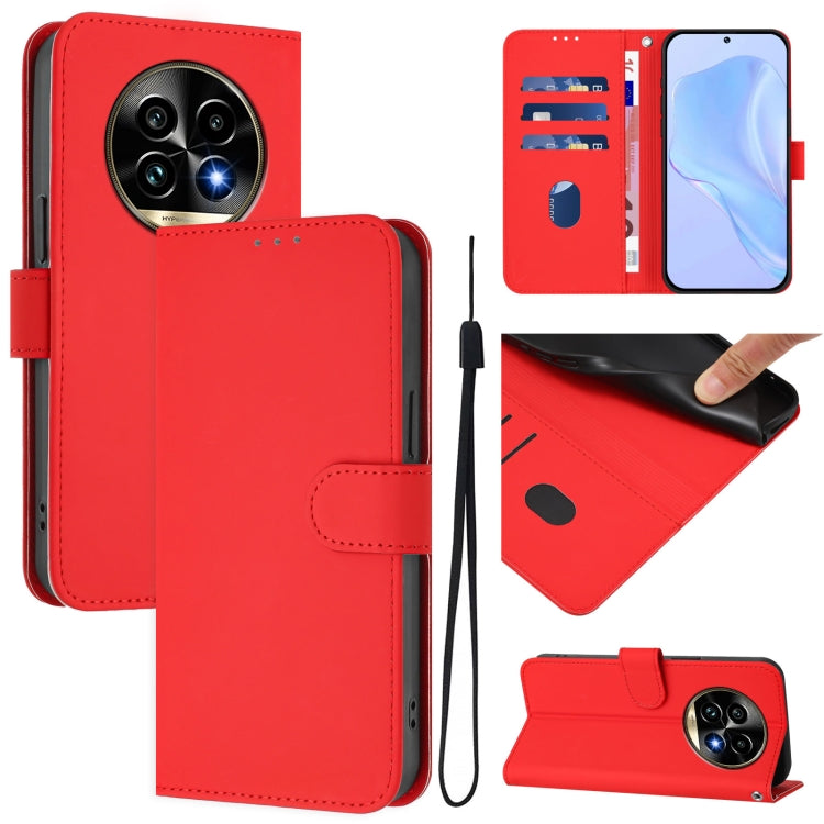 Skin Feel Solid Color Leather Phone Case with Lanyard, For Realme 13 Pro 5G / 13 Pro+ 5G, For Realme GT 6 5G Global