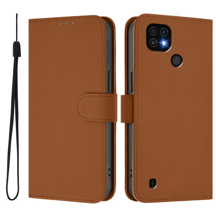 Skin Feel Solid Color Leather Phone Case with Lanyard, For Realme C20 / C11 2021 / C21, For Realme C25 / C15 / C12 / C25s