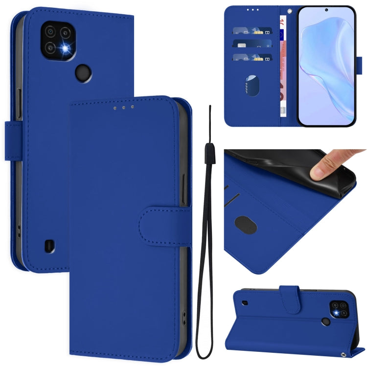 Skin Feel Solid Color Leather Phone Case with Lanyard, For Realme C20 / C11 2021 / C21, For Realme C25 / C15 / C12 / C25s