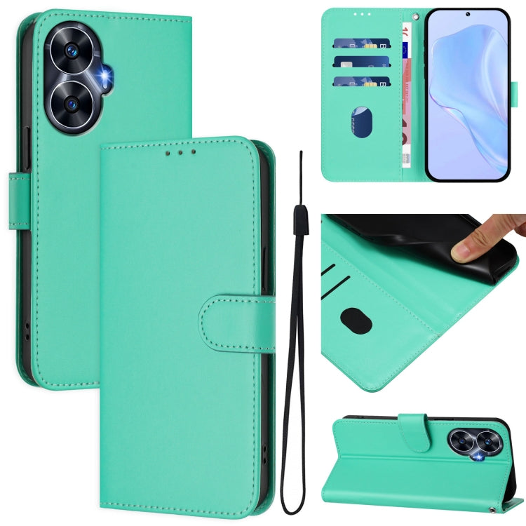 Skin Feel Solid Color Leather Phone Case with Lanyard, For Realme C55 4G Global, For Realme C33 Global
