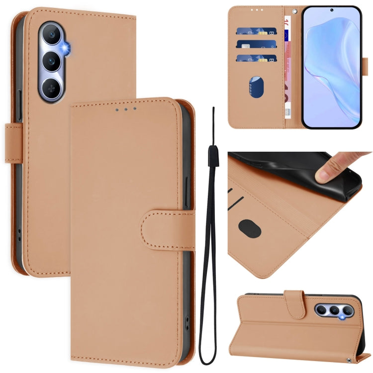 Skin Feel Solid Color Leather Phone Case with Lanyard, For Realme Narzo 60 Pro Global, For Realme C65 4G Global
