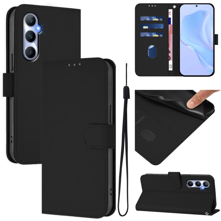 Skin Feel Solid Color Leather Phone Case with Lanyard, For Realme Narzo 60 Pro Global, For Realme C65 4G Global