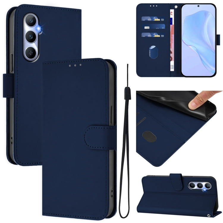 Skin Feel Solid Color Leather Phone Case with Lanyard, For Realme Narzo 60 Pro Global, For Realme C65 4G Global