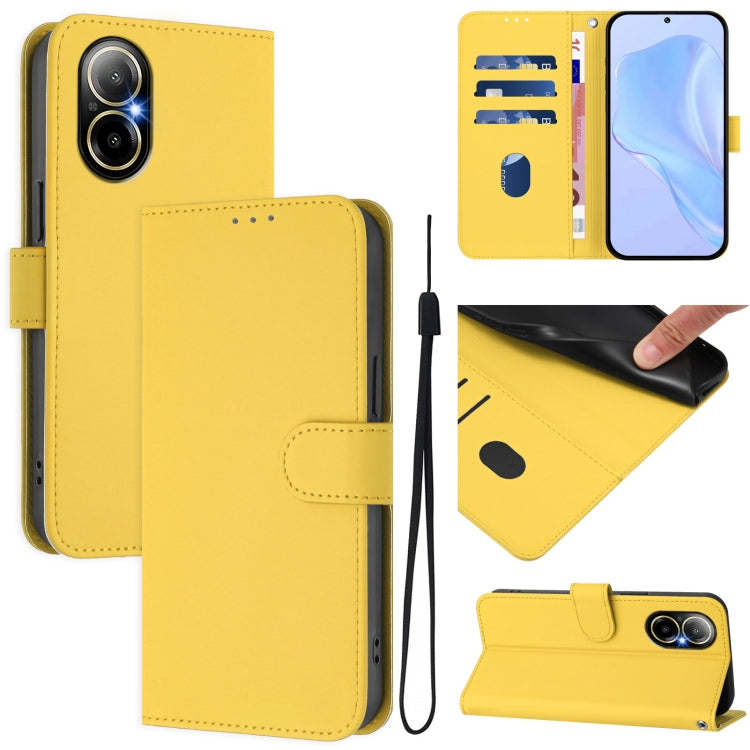 Skin Feel Solid Color Leather Phone Case with Lanyard, For Realme 12 Pro 5G Global, For Realme C67 4G Global