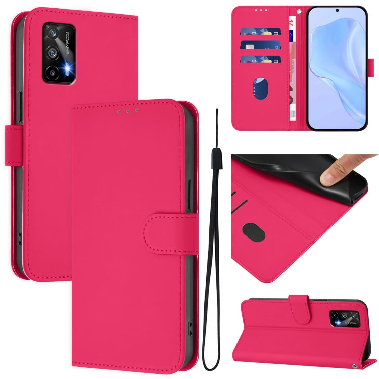 Skin Feel Solid Color Leather Phone Case with Lanyard, For Realme GT 5G / GT Neo 5G