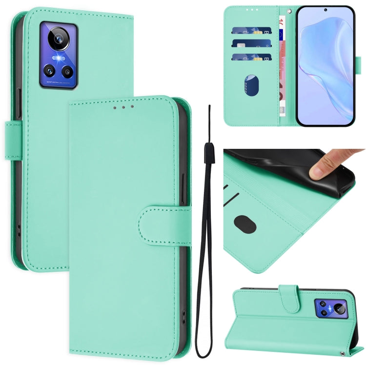 Skin Feel Solid Color Leather Phone Case with Lanyard, For Realme GT Neo 3, For Realme 9 Pro 5G Global