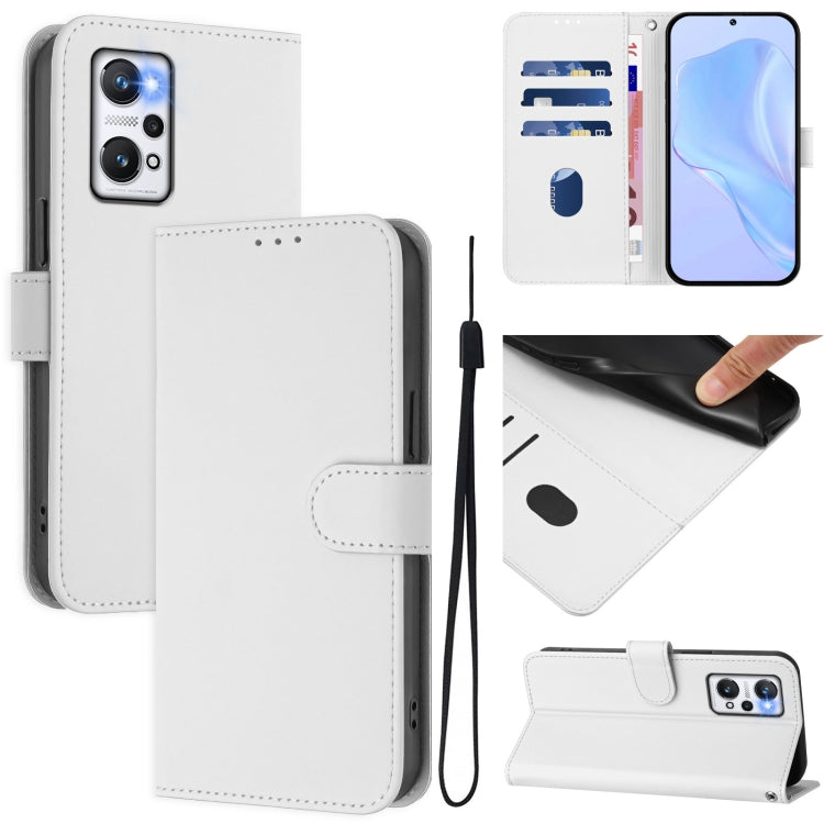 Skin Feel Solid Color Leather Phone Case with Lanyard, For Realme GT Neo 3T, For Realme 9 Pro+ 5G / 9 4G Global