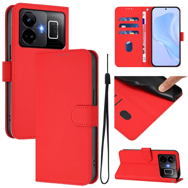 Skin Feel Solid Color Leather Phone Case with Lanyard, For Realme 10T 5G / 10s 5G, For Realme GT3 5G / GT Neo 5 240W