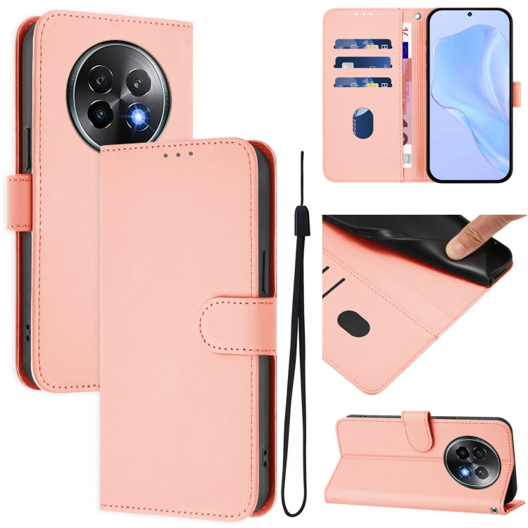 Skin Feel Solid Color Leather Phone Case with Lanyard, For Realme Note 60 4G Global, For Realme 13+ 5G Global