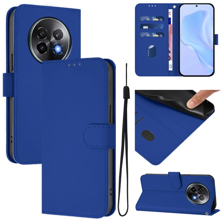 Skin Feel Solid Color Leather Phone Case with Lanyard, For Realme Note 60 4G Global, For Realme 13+ 5G Global