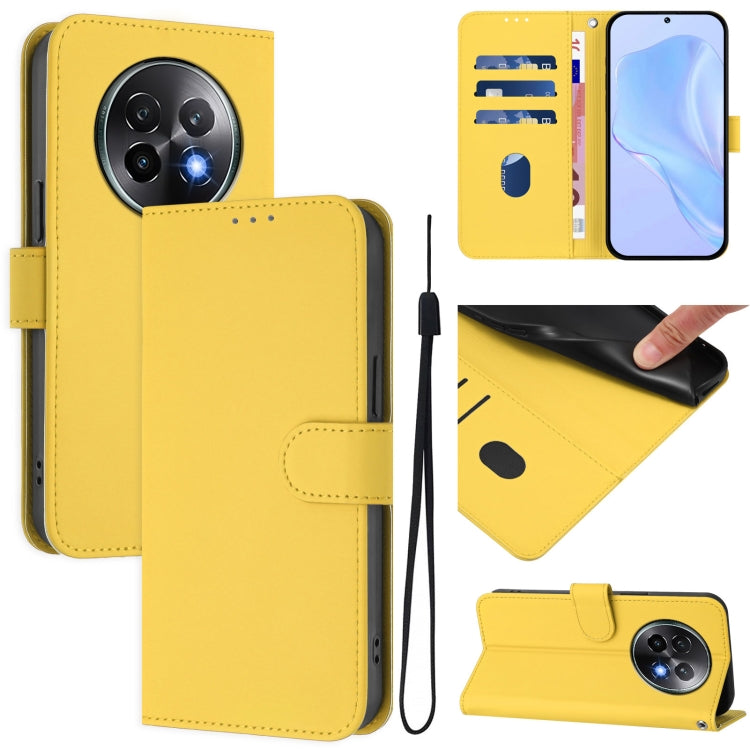Skin Feel Solid Color Leather Phone Case with Lanyard, For Realme Note 60 4G Global, For Realme 13+ 5G Global