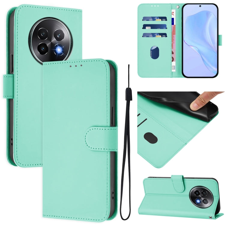 Skin Feel Solid Color Leather Phone Case with Lanyard, For Realme Note 60 4G Global, For Realme 13+ 5G Global