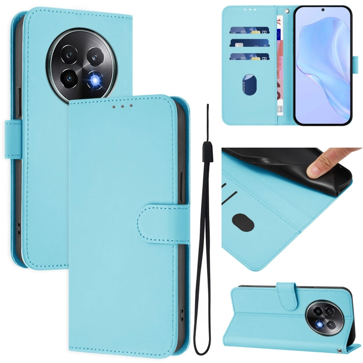Skin Feel Solid Color Leather Phone Case with Lanyard, For Realme Note 60 4G Global, For Realme 13+ 5G Global