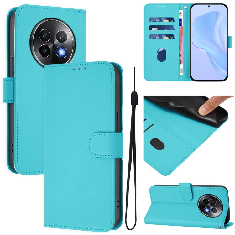 Skin Feel Solid Color Leather Phone Case with Lanyard, For Realme Note 60 4G Global, For Realme 13+ 5G Global
