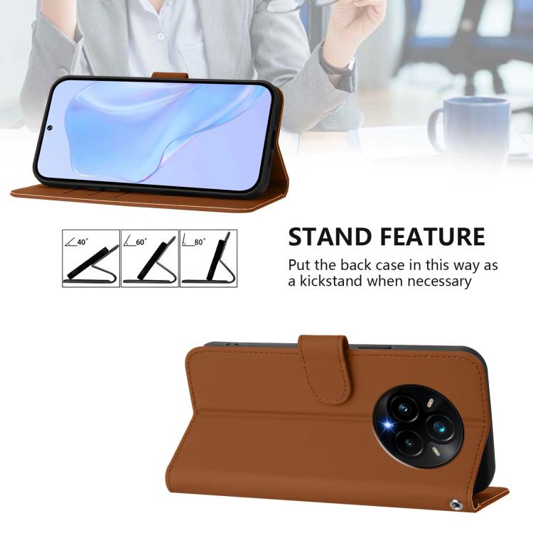 Skin Feel Solid Color Leather Phone Case with Lanyard, For Realme 14 Pro+, For Realme 14 Pro