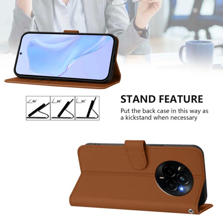 Skin Feel Solid Color Leather Phone Case with Lanyard, For Realme Narzo 80 Pro, For Realme 14 5G / 14T 5G Global