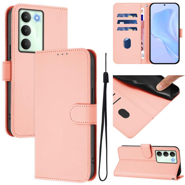 Skin Feel Solid Color Leather Phone Case with Lanyard, For Realme Neo7 Turbo 5G, For Realme V70 5G / 14X Global