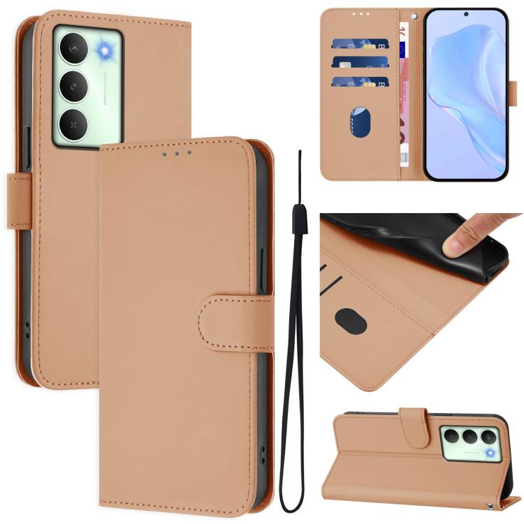 Skin Feel Solid Color Leather Phone Case with Lanyard, For Realme Neo7 Turbo 5G, For Realme V70 5G / 14X Global