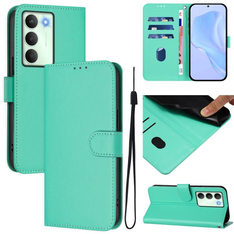 Skin Feel Solid Color Leather Phone Case with Lanyard, For Realme Neo7 Turbo 5G, For Realme V70 5G / 14X Global
