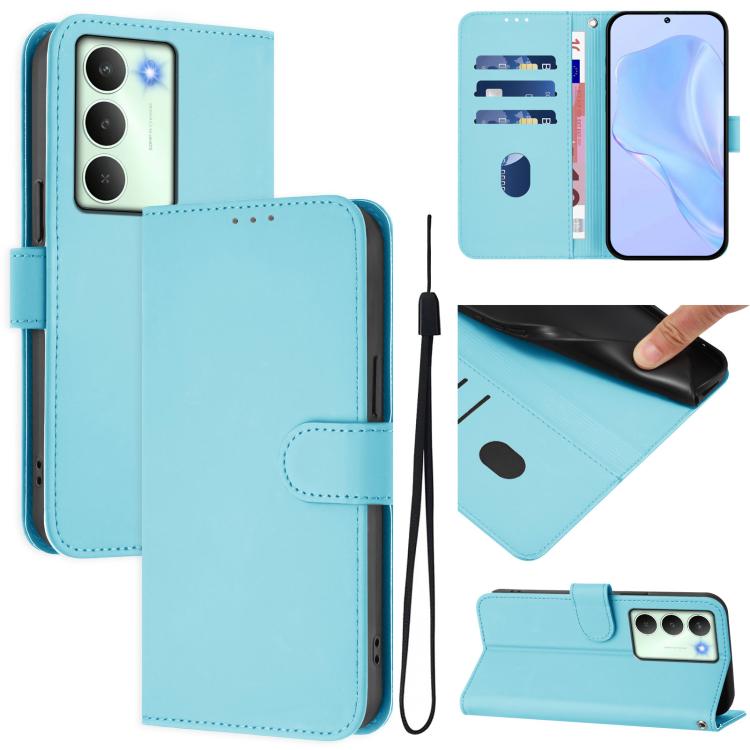 Skin Feel Solid Color Leather Phone Case with Lanyard, For Realme Neo7 Turbo 5G, For Realme V70 5G / 14X Global