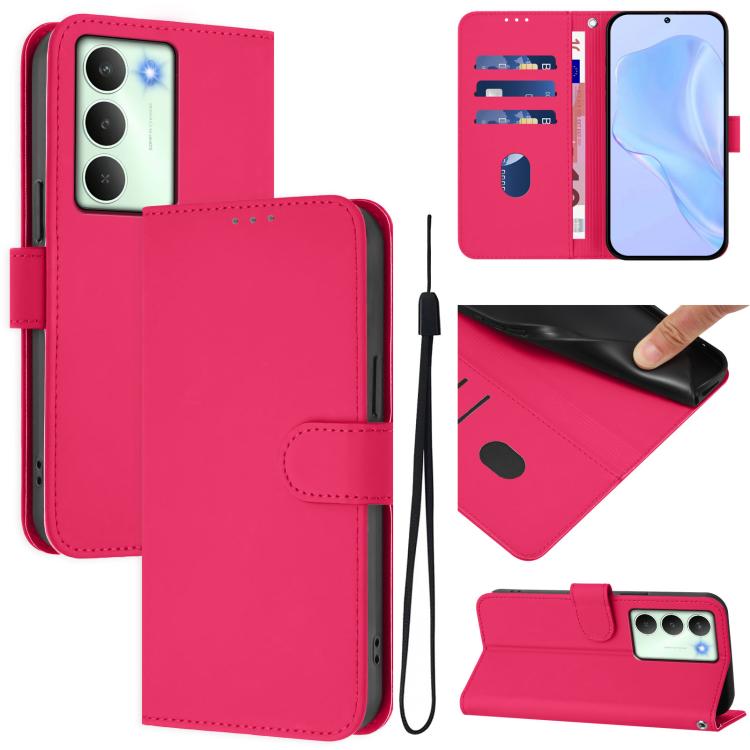 Skin Feel Solid Color Leather Phone Case with Lanyard, For Realme Neo7 Turbo 5G, For Realme V70 5G / 14X Global
