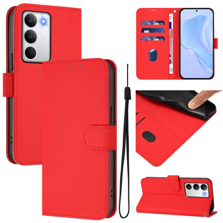 Skin Feel Solid Color Leather Phone Case with Lanyard, For Realme 15 / 15 Pro 5G Global, For Realme C71 4G Global