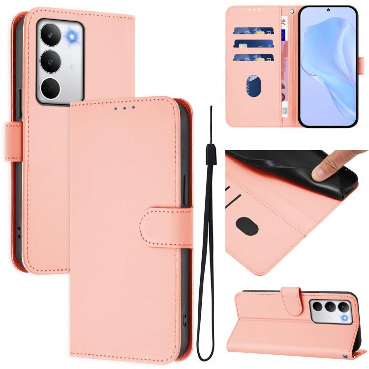 Skin Feel Solid Color Leather Phone Case with Lanyard, For Realme 15 / 15 Pro 5G Global, For Realme C71 4G Global
