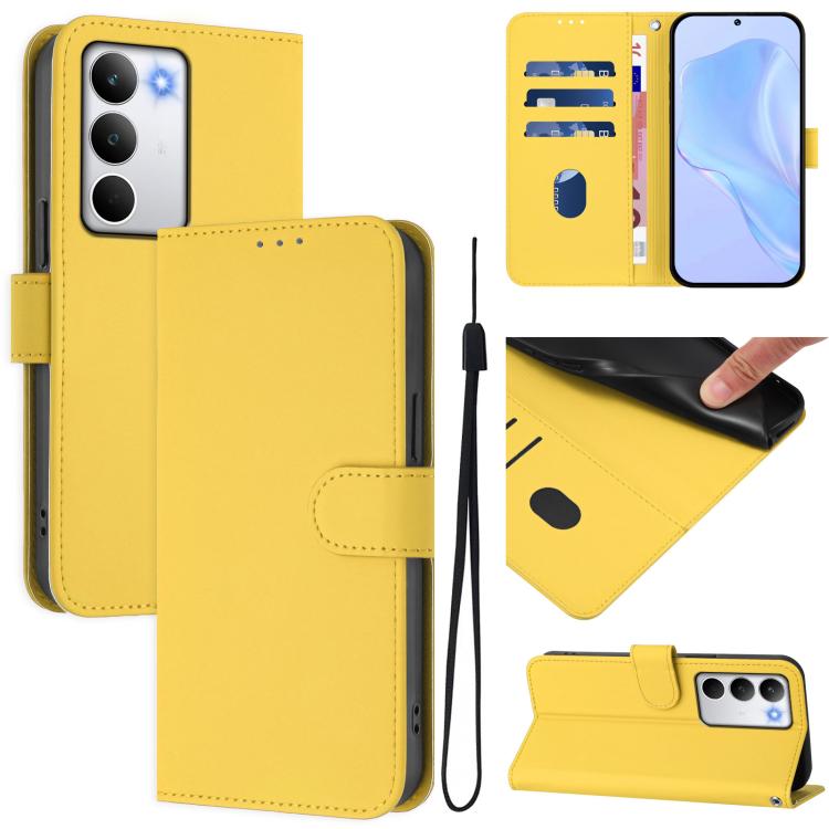 Skin Feel Solid Color Leather Phone Case with Lanyard, For Realme 15 / 15 Pro 5G Global, For Realme C71 4G Global