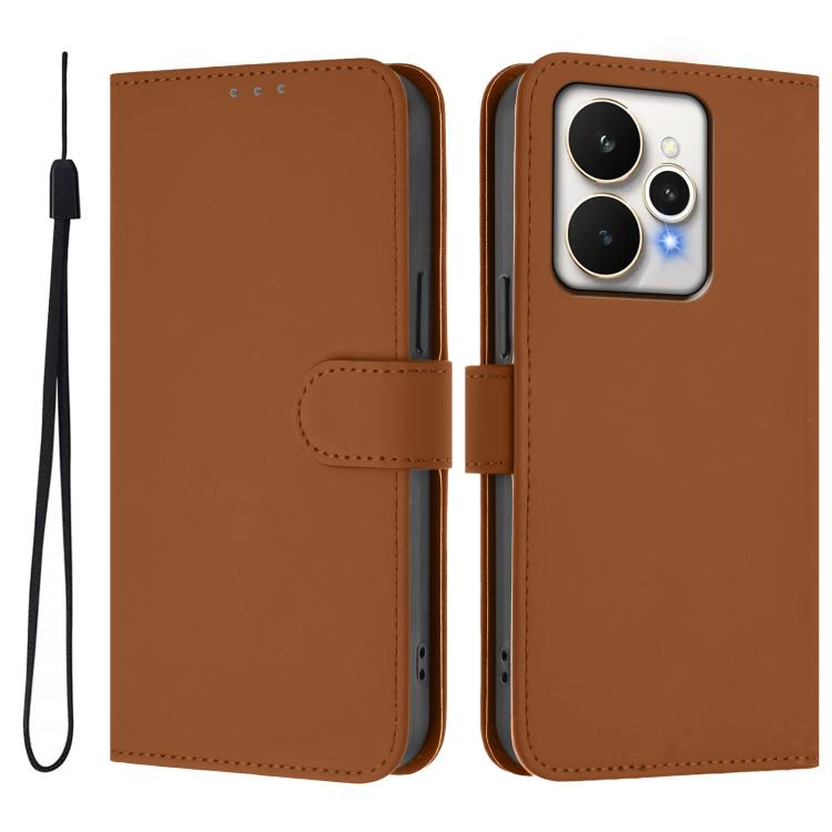 Skin Feel Solid Color Leather Phone Case with Lanyard, For Realme 15 / 15 Pro 5G Global, For Realme C71 4G Global