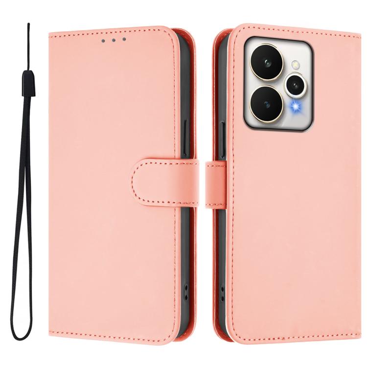 Skin Feel Solid Color Leather Phone Case with Lanyard, For Realme 15 / 15 Pro 5G Global, For Realme C71 4G Global