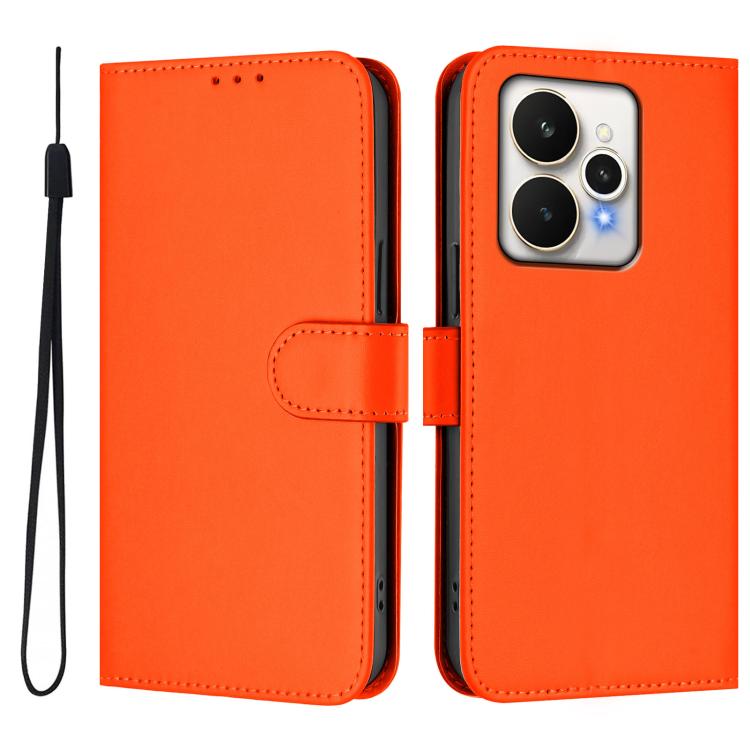 Skin Feel Solid Color Leather Phone Case with Lanyard, For Realme 15 / 15 Pro 5G Global, For Realme C71 4G Global