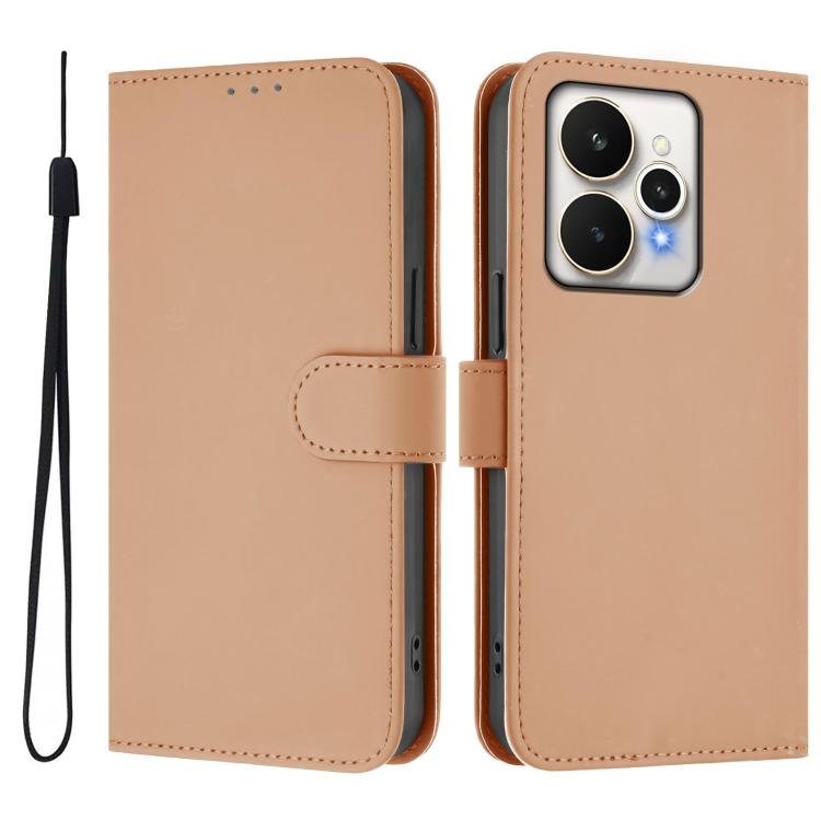 Skin Feel Solid Color Leather Phone Case with Lanyard, For Realme 15 / 15 Pro 5G Global, For Realme C71 4G Global