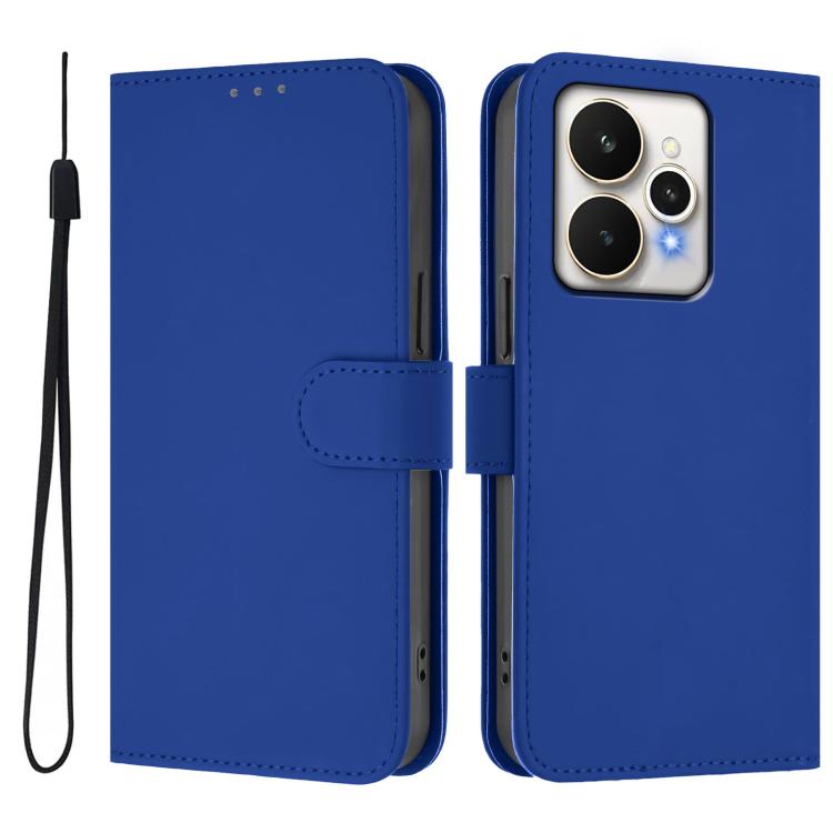 Skin Feel Solid Color Leather Phone Case with Lanyard, For Realme 15 / 15 Pro 5G Global, For Realme C71 4G Global