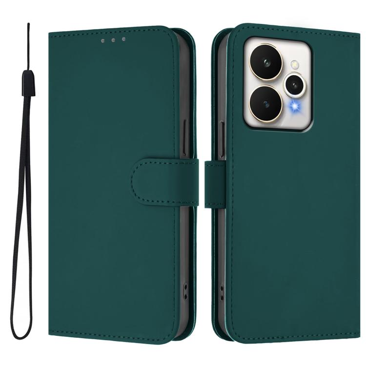 Skin Feel Solid Color Leather Phone Case with Lanyard, For Realme 15 / 15 Pro 5G Global, For Realme C71 4G Global